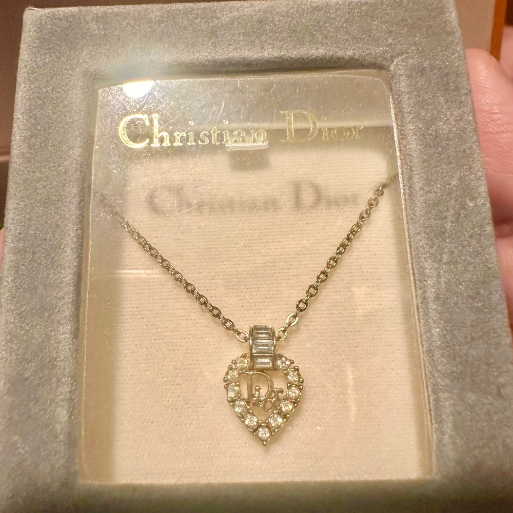 Vintage DIOR heart necklace gold tone Christian Dior necklace pendant necklace - Picture 15 of 15
